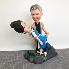 Custom Couple Bobbleheads, Personalized Two Wedding Bobbleheads, Custom Wedding Cake Toppers Figurines, Custom Father Daughter Figurines