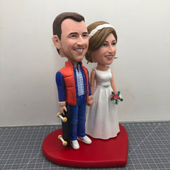 Custom Bobbleheads Wedding Cake Topper Bride & Groom Customized Scooter Wedding Cake Topper Figurines Mini Statue Make Your Own Bobbleheads