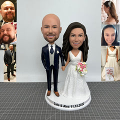 Custom Groom and Bride Bobbleheads, Fully Custom Wedding Couple Figurines Personalized Wedding Cake Toppers Figurines, Custom Wedding Statue