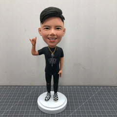 Custom Singer Bobbleheads, Personalized Rock Figurines, Custom Punk Boy Sculptures, Personalized Workwear Bobblehead, Custom Kids Bobblehead