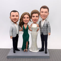 Custom Four People Bobbleheads, Custom Company Employee Group Figurines, Custom Family Members Bobbleheads 4 Different Figurines From Photo