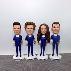 Custom Four-Person Bobbleheads, Custom Company Employee Group Figurines, Custom 4 Different Heads Bobbleheads Same Body Figurines From Photo