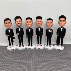 Custom Different Bobbleheads Over 5 People, Custom Groomsmen Group Figurines, Custom Wedding Bobbleheads As Gifts, Custom Group Statues