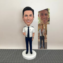 Custom Aircraft Commander Bobbleheads, Custom Captain Bobblehead Unique Christmas Gift, Custom Air Force Figurines, Custom Pilot Statues