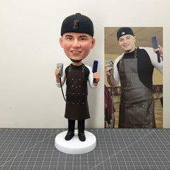 Custom Barber Bobblehead, Custom Hairstylist Bobblehead As Birthday Gift, Custom Coiffeur Figurine, Custom Haircutter Statue From Your Photo