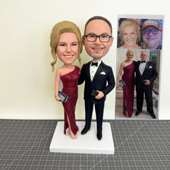 Custom Couple Bobbleheads, Custom Businessman Bobbleheads With Wife, Custom Partner Bobbleheads, Custom Boss And Employee Bobbleheads