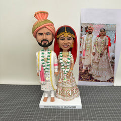 Custom Prince Wedding Bobbleheads, Custom Noble Wedding Figurines, Custom Indian Couple Bobbleheads, Custom Wedding Cake Toppers Bobbleheads