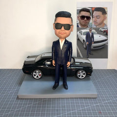 Custom Bobbleheads With Car, Custom Boss Bobblehead, Custom Boyfriend Bobblehead, Custom Rich Man Figurines With Luxury Cars