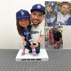 Custom Baseball Bobbleheads, Custom Father And Daughter Bobblehead, Custom 2 People Bobbleheads, Custom Rapper Bobblehead With Daughter