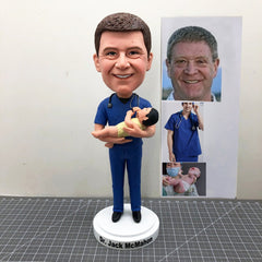 Custom Midwife With Baby Bobblehead, Custom Doctor Bobblehead With Baby, Custom Obstetrician With Baby Bobblehead, Custom Doctor Bobblehead