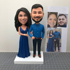 Custom Indian Couple Bobbleheads, Custom Husband and Wife Bobbleheads, Custom Wedding Bobblehead Cake Topper, Custom 2 People Figurines