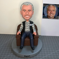 Custom Father Bobbleheads Old Man Sitting On The Sofa, Unique Father's Day Gifts, Boss's Day Gifts, Personalised Gifts For Men