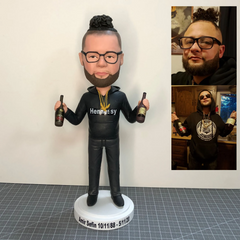 Custom Bobblehead Holding Two Bottles Of Wine, Cool Present For Him, Great Christmas Gift For Your Boyfriend, Custom Figures Of Yourself