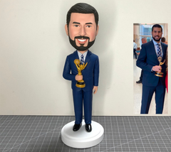 Custom Bobblehead Winning Man, Personalized Business Bobblehead, Custom Office Bobblehead, Custom Suit Bobblehead