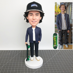 Custom Scooter Boy Bobbleheads, Custom Figurines For Husband, Boyfriend, Colleague, Boss, Custom Sculpture Bobblehead, Custom Wax Figure