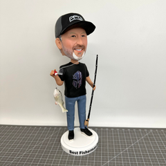 Custom Fishing Bobblehead, Custom Father Bobblehead With Fish, Custom Bobblehead Holding A Fishing Rod, Custom Husband Bobblehead